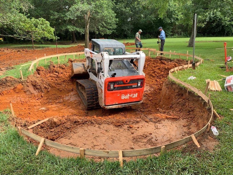 Excavation work in a backyard