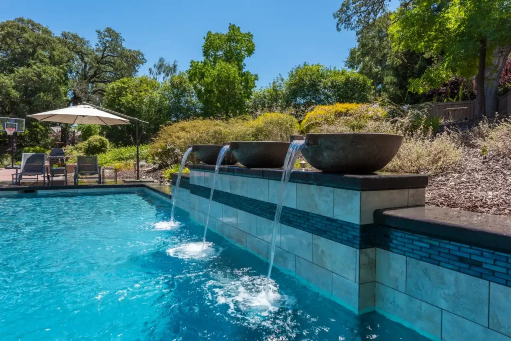 Beautiful pool with water features.
